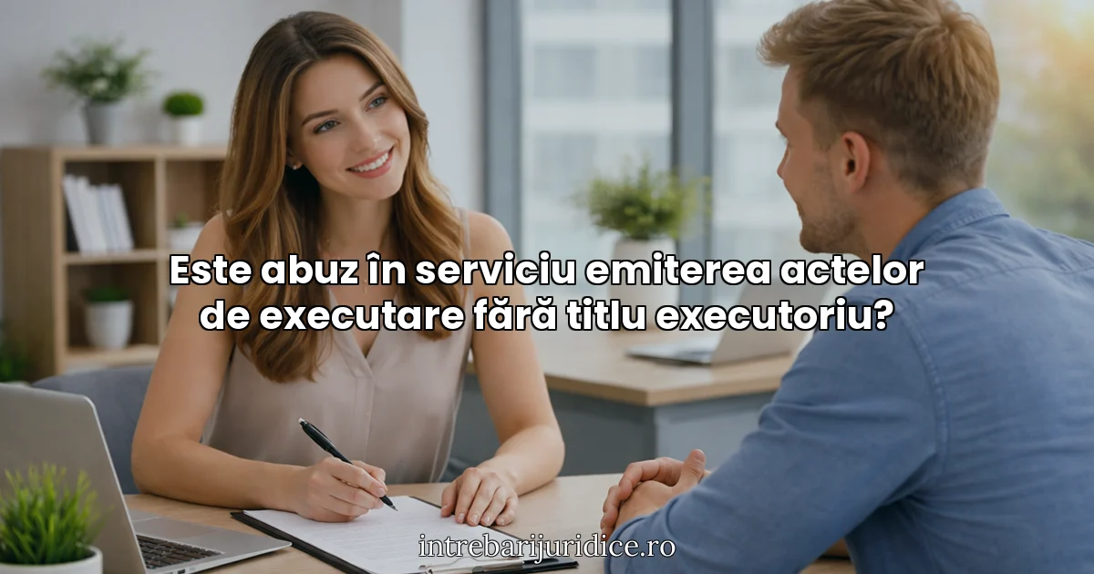 Este abuz în serviciu emiterea actelor de executare fără titlu executoriu?
