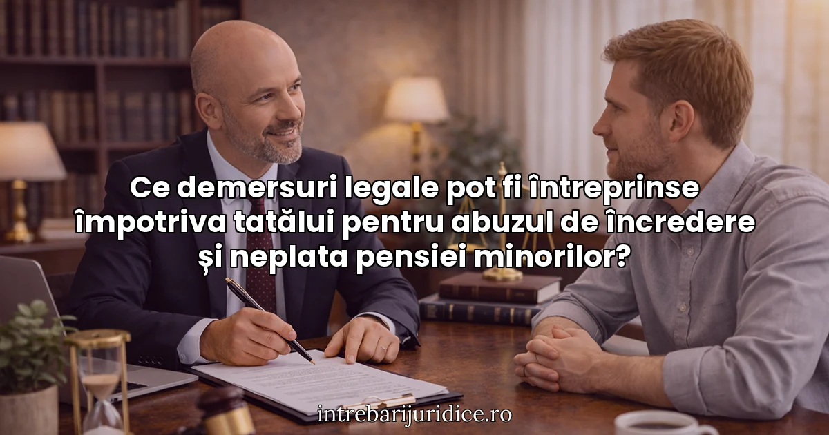 Ce demersuri legale pot fi întreprinse împotriva tatălui pentru abuzul de încredere și neplata pensiei minorilor?