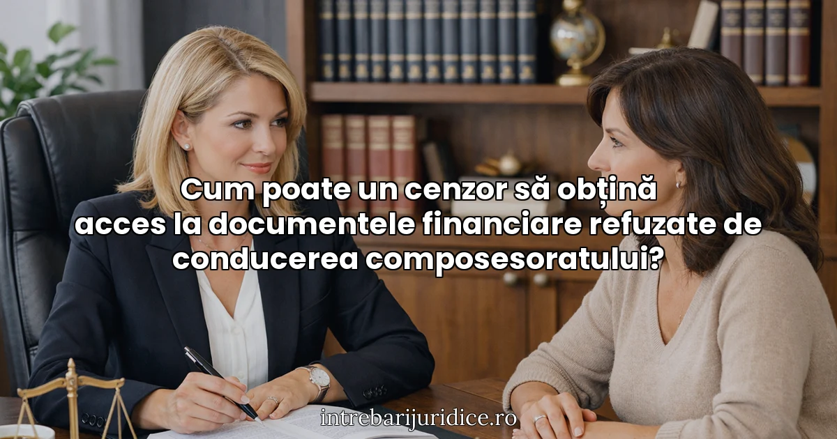 Cum poate un cenzor să obțină acces la documentele financiare refuzate de conducerea composesoratului?