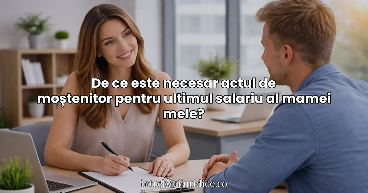 De ce este necesar actul de moștenitor pentru ultimul salariu al mamei mele?