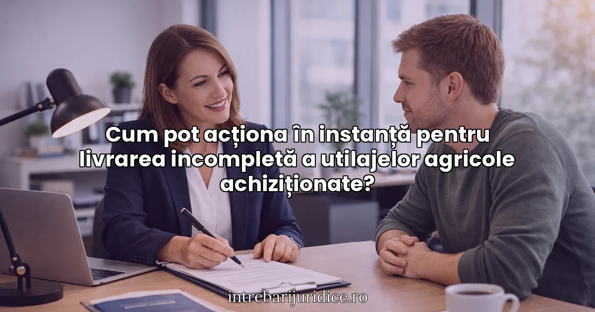 Cum pot acționa în instanță pentru livrarea incompletă a utilajelor agricole achiziționate?