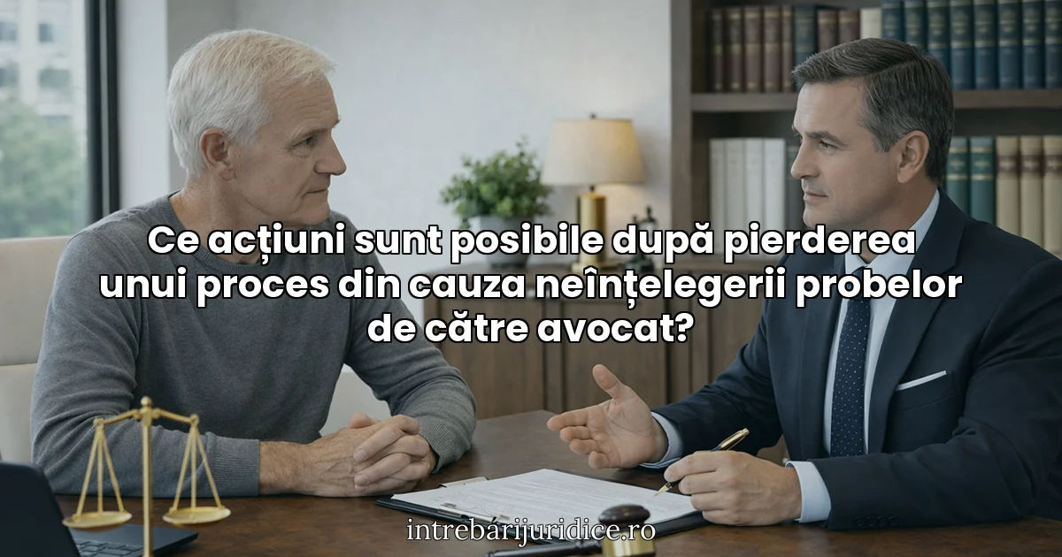 Ce acțiuni sunt posibile după pierderea unui proces din cauza neînțelegerii probelor de către avocat?