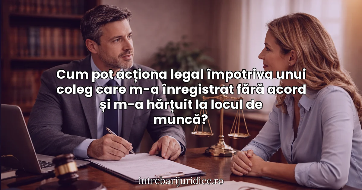 Cum pot acționa legal împotriva unui coleg care m-a înregistrat fără acord și m-a hărțuit la locul de muncă?