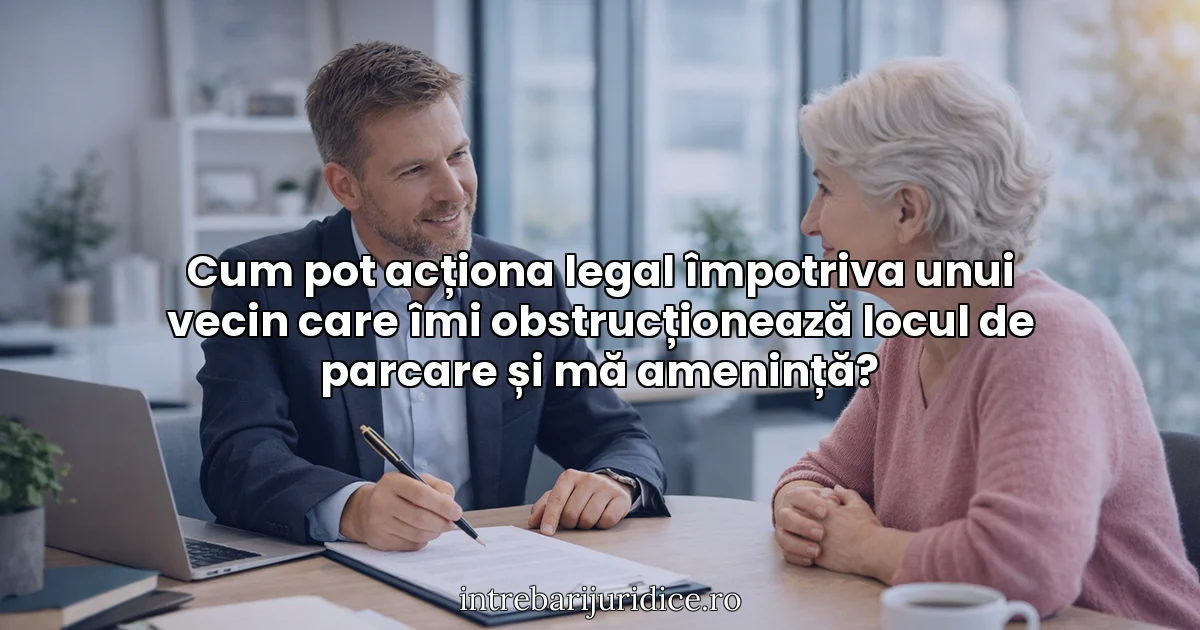 Cum pot acționa legal împotriva unui vecin care îmi obstrucționează locul de parcare și mă amenință?