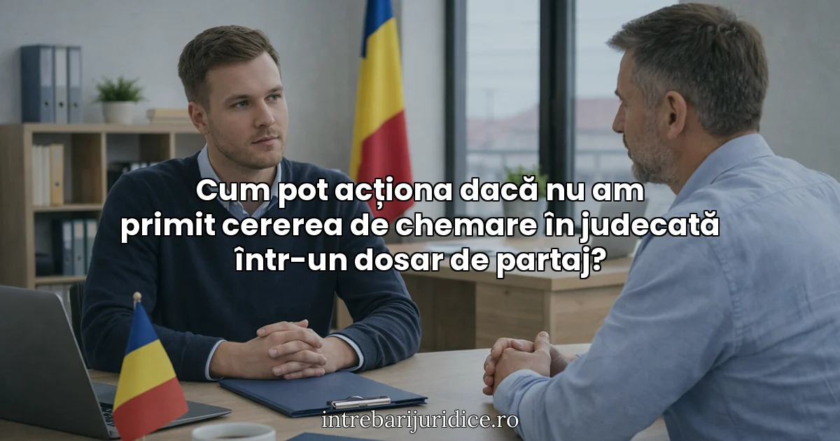 Cum pot acționa dacă nu am primit cererea de chemare în judecată într-un dosar de partaj?