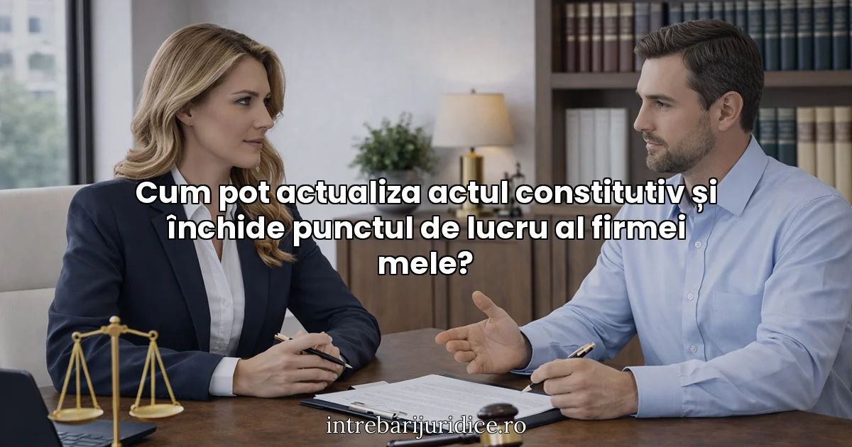 Cum pot actualiza actul constitutiv și închide punctul de lucru al firmei mele?