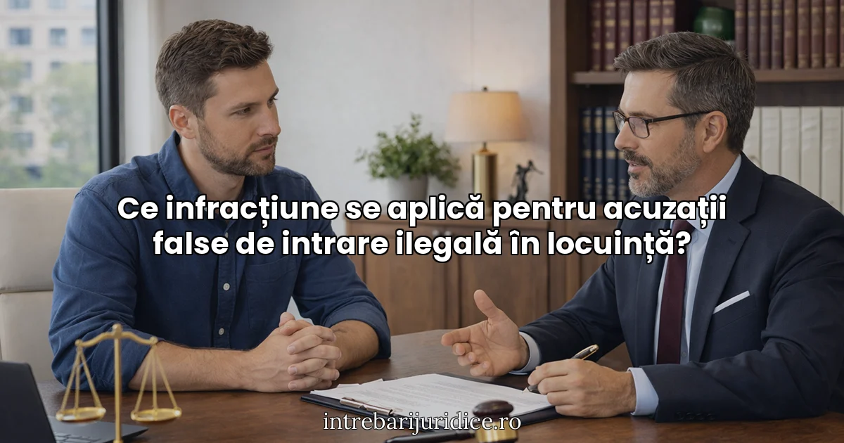 Ce infracțiune se aplică pentru acuzații false de intrare ilegală în locuință?
