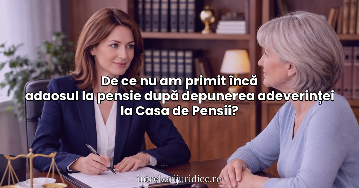 De ce nu am primit încă adaosul la pensie după depunerea adeverinței la Casa de Pensii?