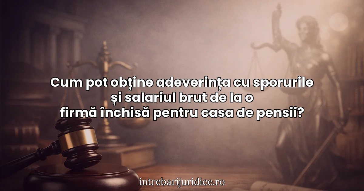 Cum pot obține adeverința cu sporurile și salariul brut de la o firmă închisă pentru casa de pensii?