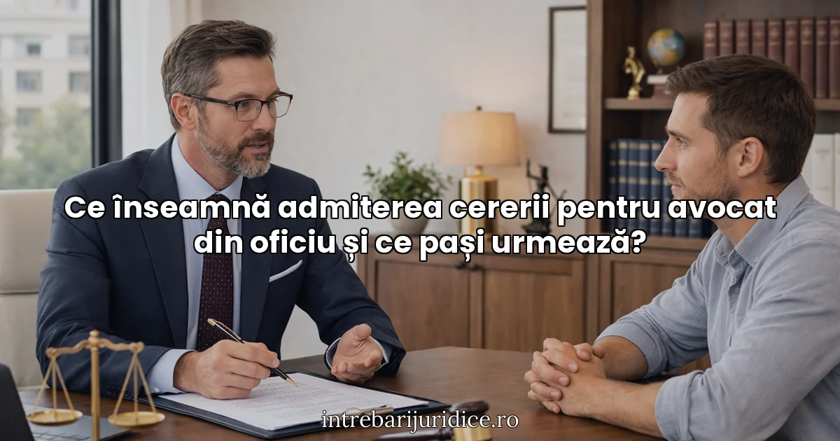 Ce înseamnă admiterea cererii pentru avocat din oficiu și ce pași urmează?