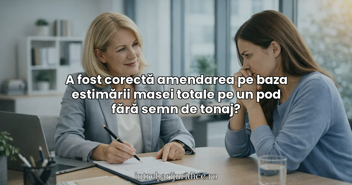 A fost corectă amendarea pe baza estimării masei totale pe un pod fără semn de tonaj?