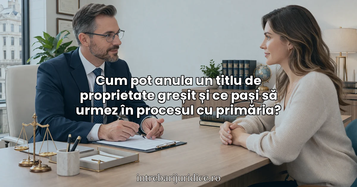 Cum pot anula un titlu de proprietate greșit și ce pași să urmez în procesul cu primăria?