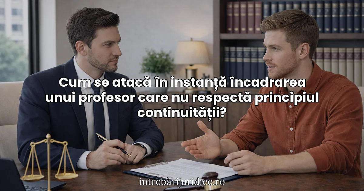 Cum se atacă în instanță încadrarea unui profesor care nu respectă principiul continuității?
