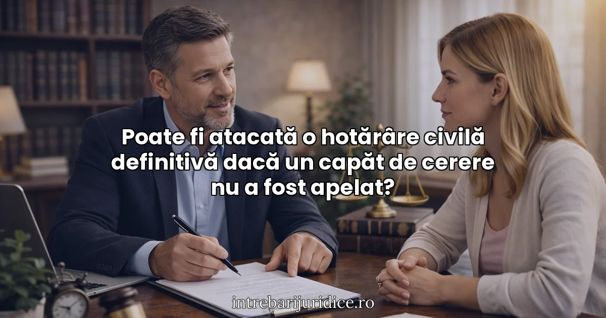 Poate fi atacată o hotărâre civilă definitivă dacă un capăt de cerere nu a fost apelat?