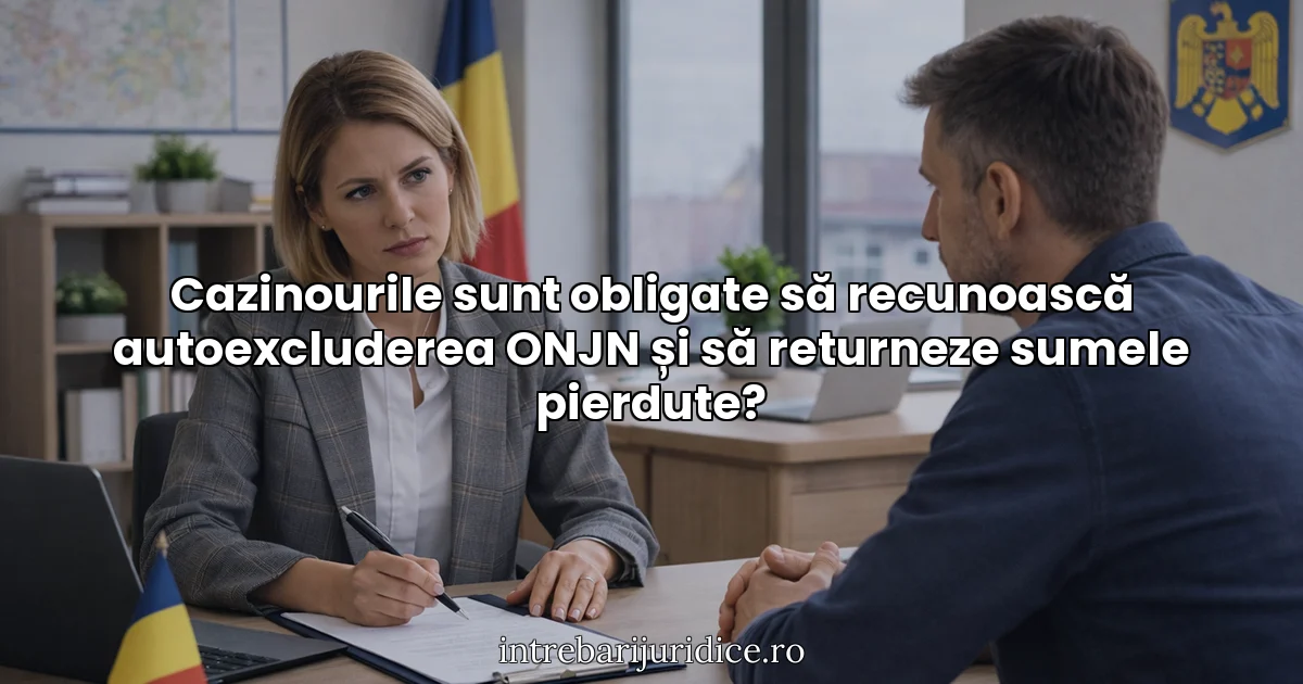Cazinourile sunt obligate să recunoască autoexcluderea ONJN și să returneze sumele pierdute?