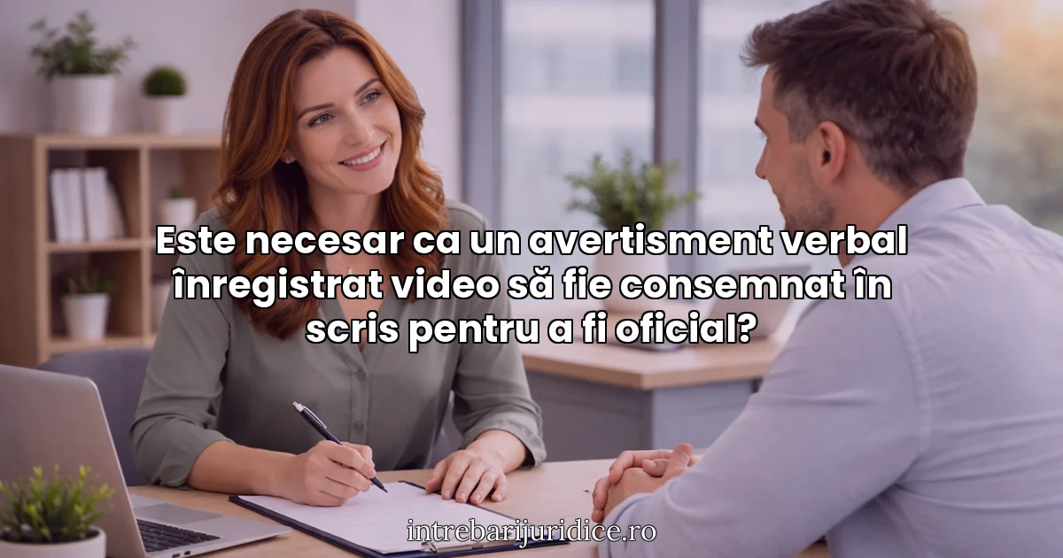 Este necesar ca un avertisment verbal înregistrat video să fie consemnat în scris pentru a fi oficial?