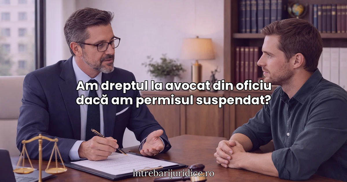 Am dreptul la avocat din oficiu dacă am permisul suspendat?