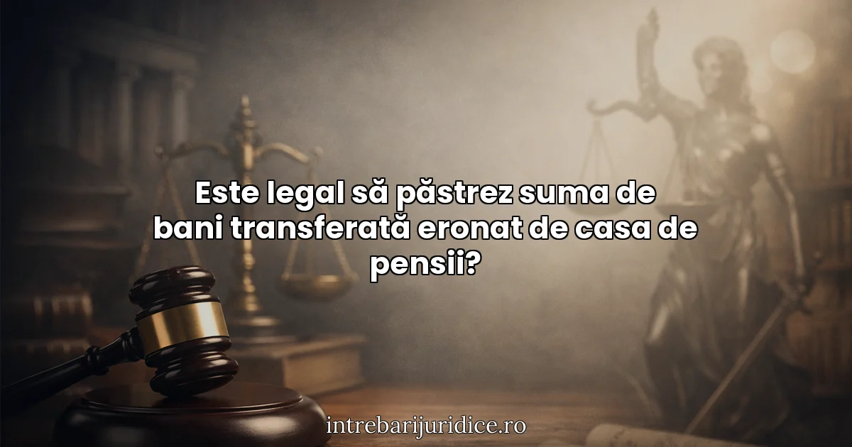 Este legal să păstrez suma de bani transferată eronat de casa de pensii?