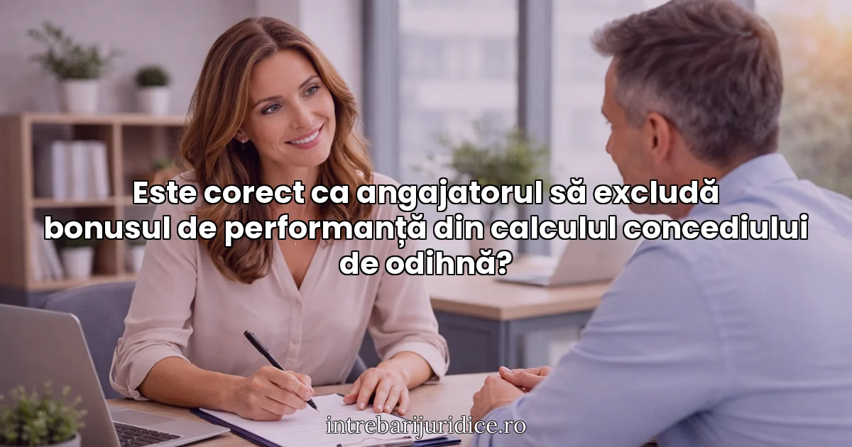Este corect ca angajatorul să excludă bonusul de performanță din calculul concediului de odihnă?