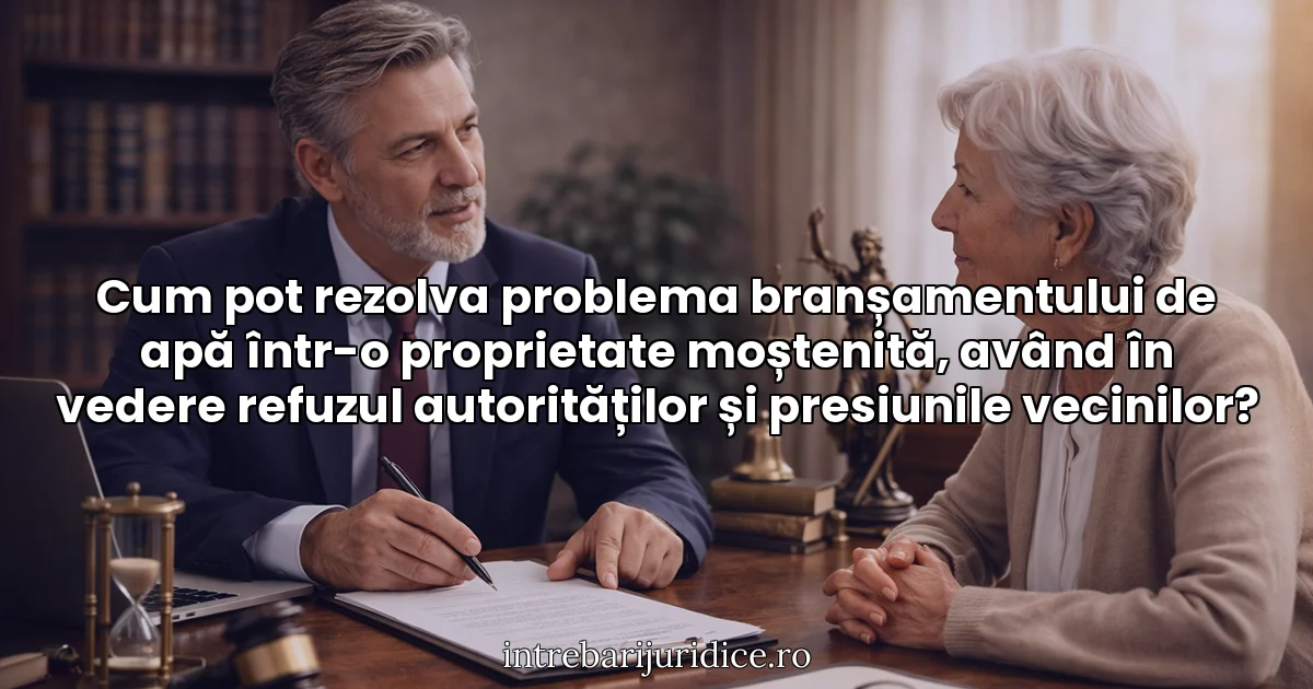 Cum pot rezolva problema branșamentului de apă într-o proprietate moștenită, având în vedere refuzul autorităților și presiunile vecinilor?