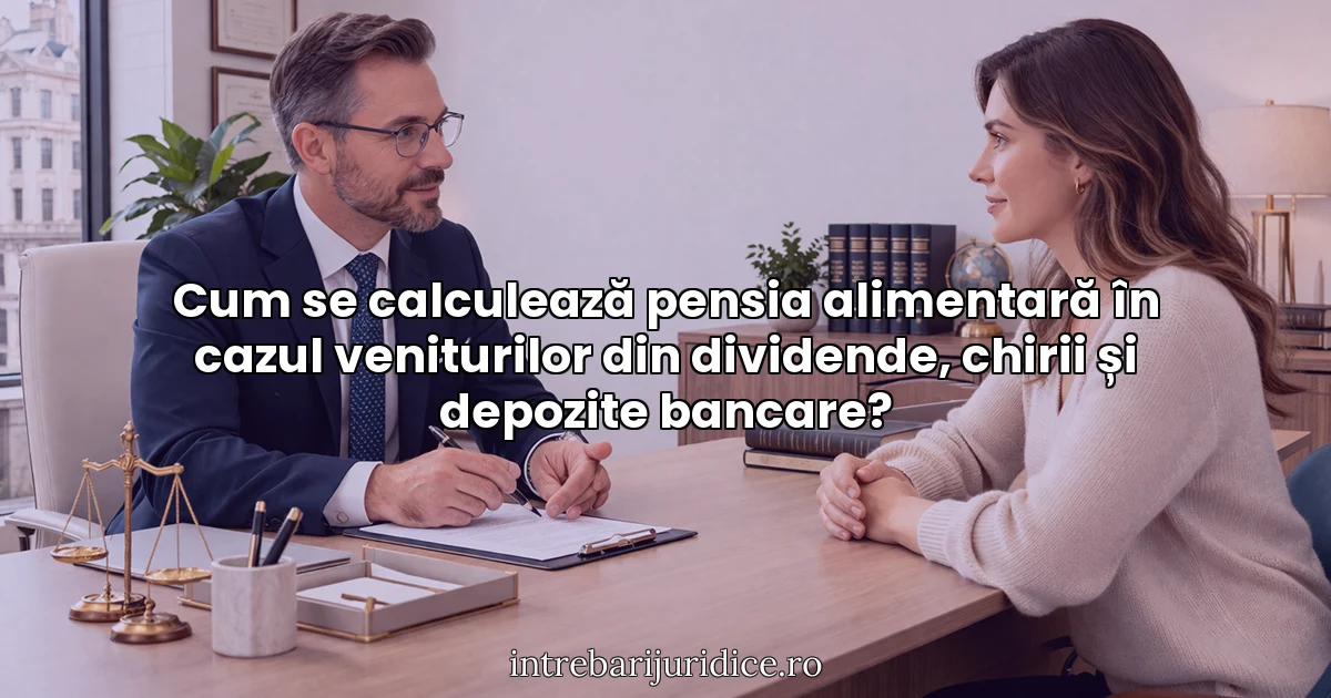 Cum se calculează pensia alimentară în cazul veniturilor din dividende, chirii și depozite bancare?