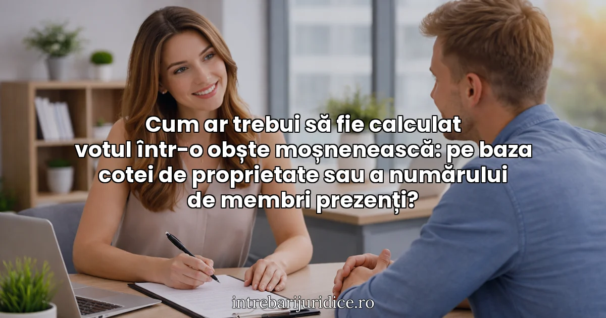 Cum ar trebui să fie calculat votul într-o obște moșnenească: pe baza cotei de proprietate sau a numărului de membri prezenți?