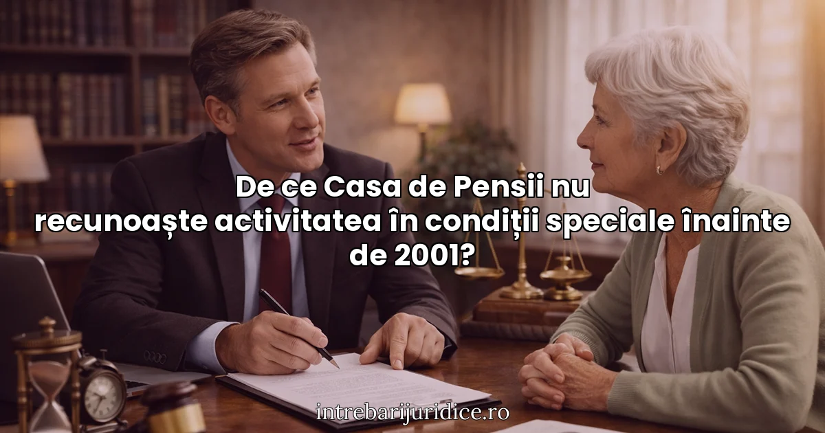 De ce Casa de Pensii nu recunoaște activitatea în condiții speciale înainte de 2001?