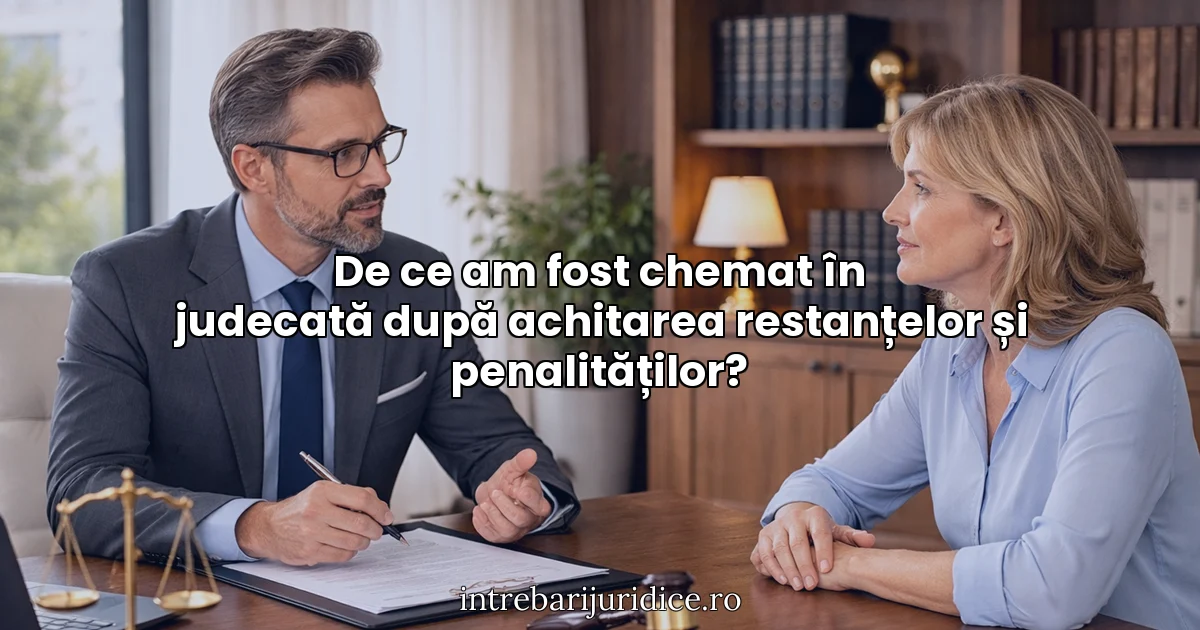 De ce am fost chemat în judecată după achitarea restanțelor și penalităților?