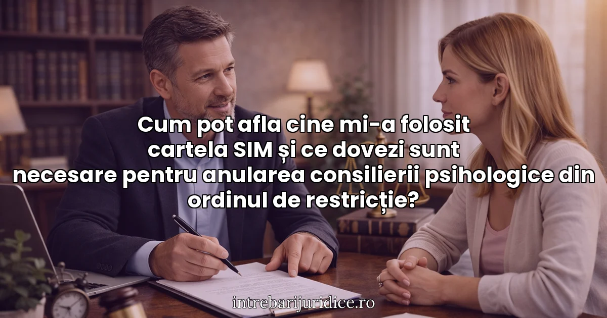 Cum pot afla cine mi-a folosit cartela SIM și ce dovezi sunt necesare pentru anularea consilierii psihologice din ordinul de restricție?