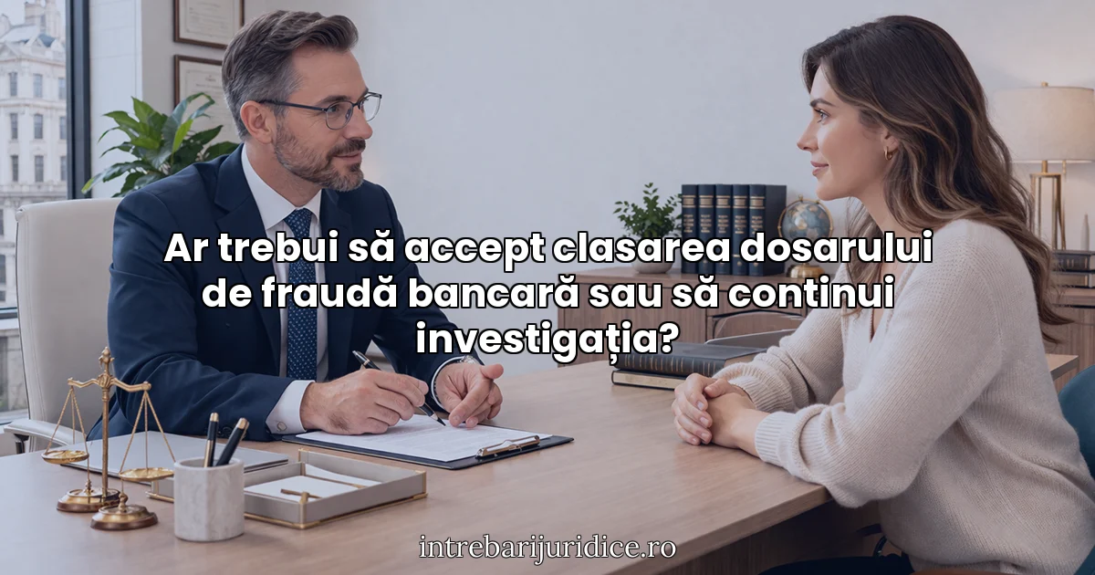 Ar trebui să accept clasarea dosarului de fraudă bancară sau să continui investigația?