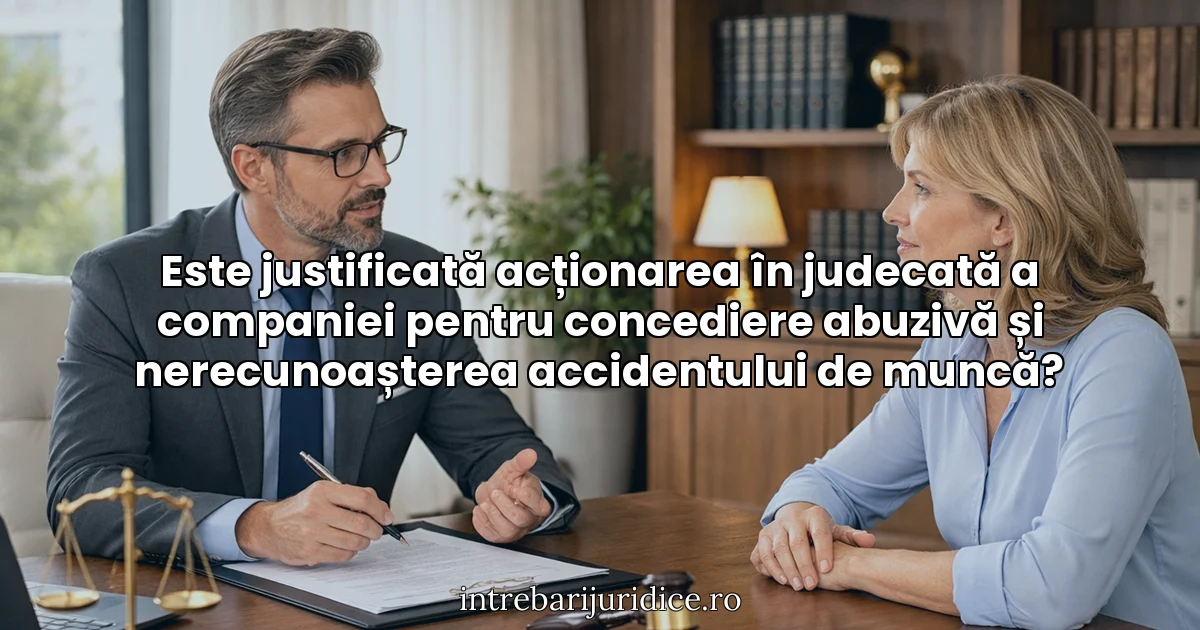 Este justificată acționarea în judecată a companiei pentru concediere abuzivă și nerecunoașterea accidentului de muncă?