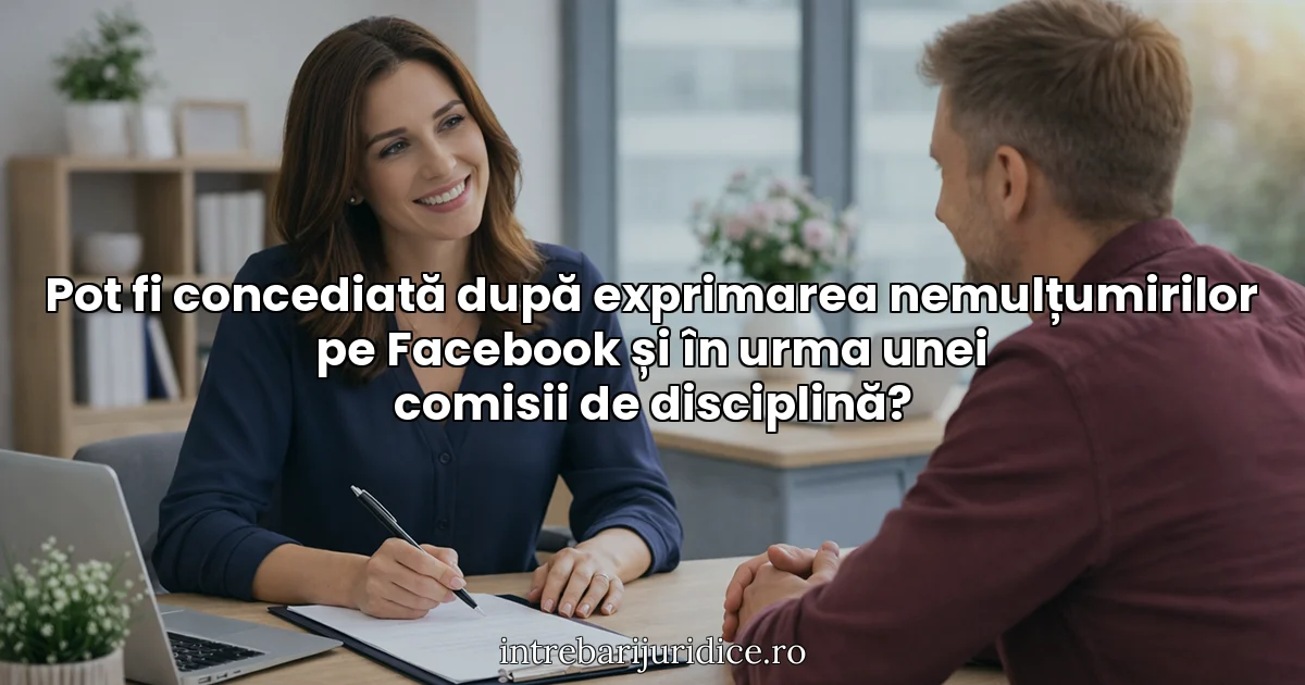 Pot fi concediată după exprimarea nemulțumirilor pe Facebook și în urma unei comisii de disciplină?