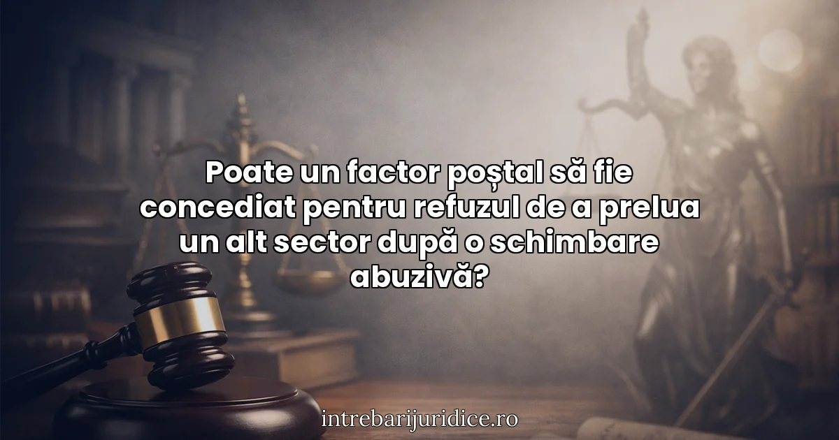 Poate un factor poștal să fie concediat pentru refuzul de a prelua un alt sector după o schimbare abuzivă?