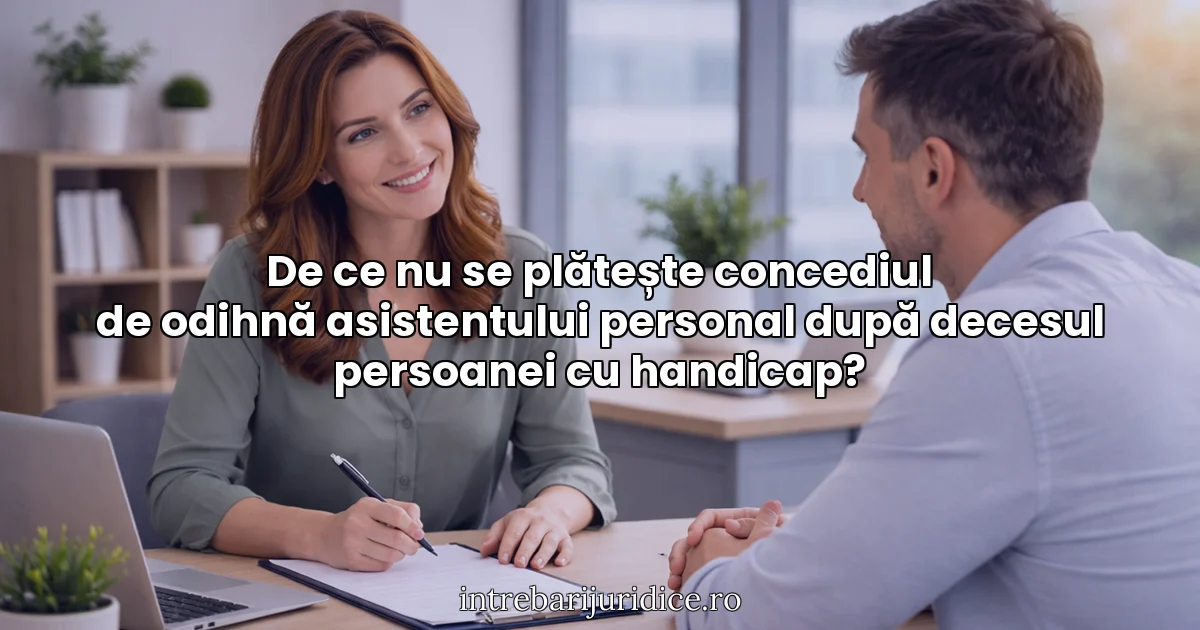 De ce nu se plătește concediul de odihnă asistentului personal după decesul persoanei cu handicap?