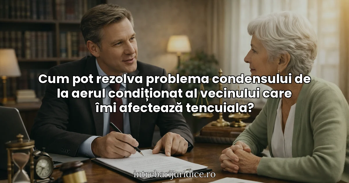 Cum pot rezolva problema condensului de la aerul condiționat al vecinului care îmi afectează tencuiala?