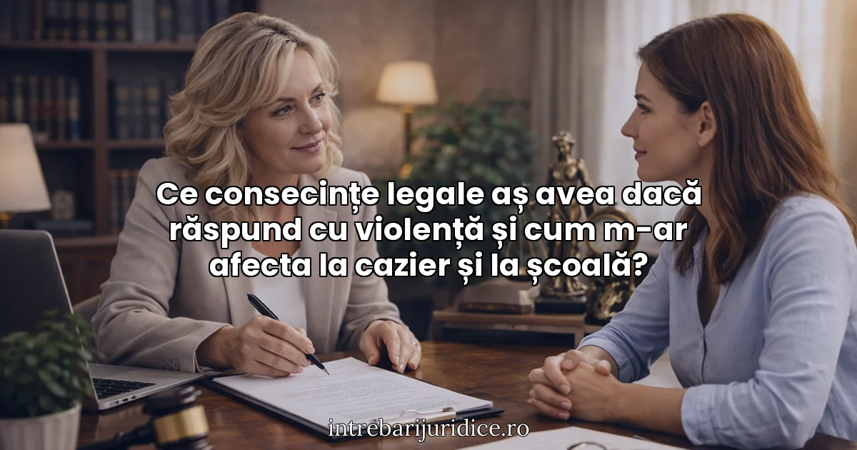 Ce consecințe legale aș avea dacă răspund cu violență și cum m-ar afecta la cazier și la școală?