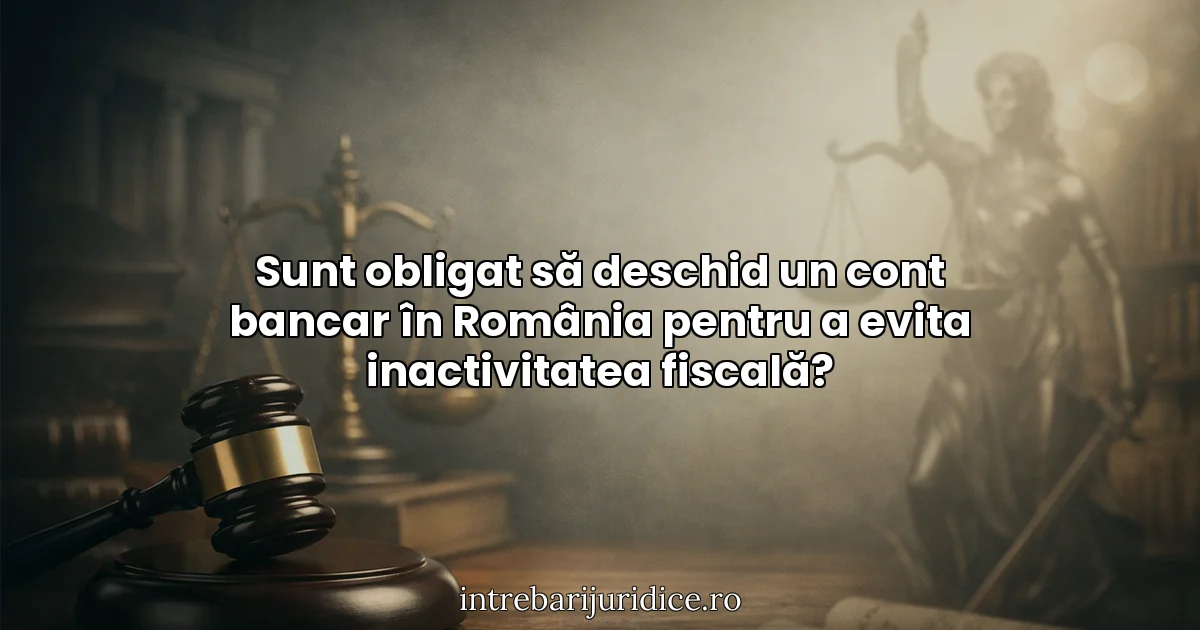 Sunt obligat să deschid un cont bancar în România pentru a evita inactivitatea fiscală?