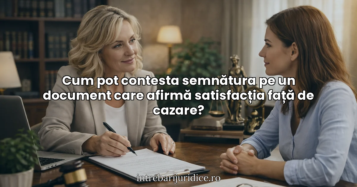 Cum pot contesta semnătura pe un document care afirmă satisfacția față de cazare?