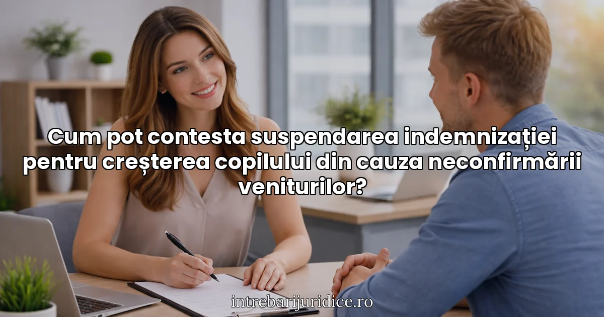 Cum pot contesta suspendarea indemnizației pentru creșterea copilului din cauza neconfirmării veniturilor?