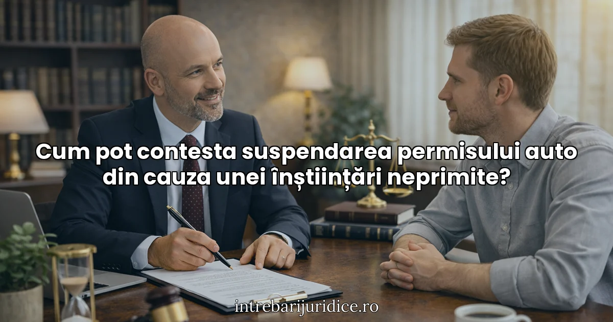 Cum pot contesta suspendarea permisului auto din cauza unei înștiințări neprimite?