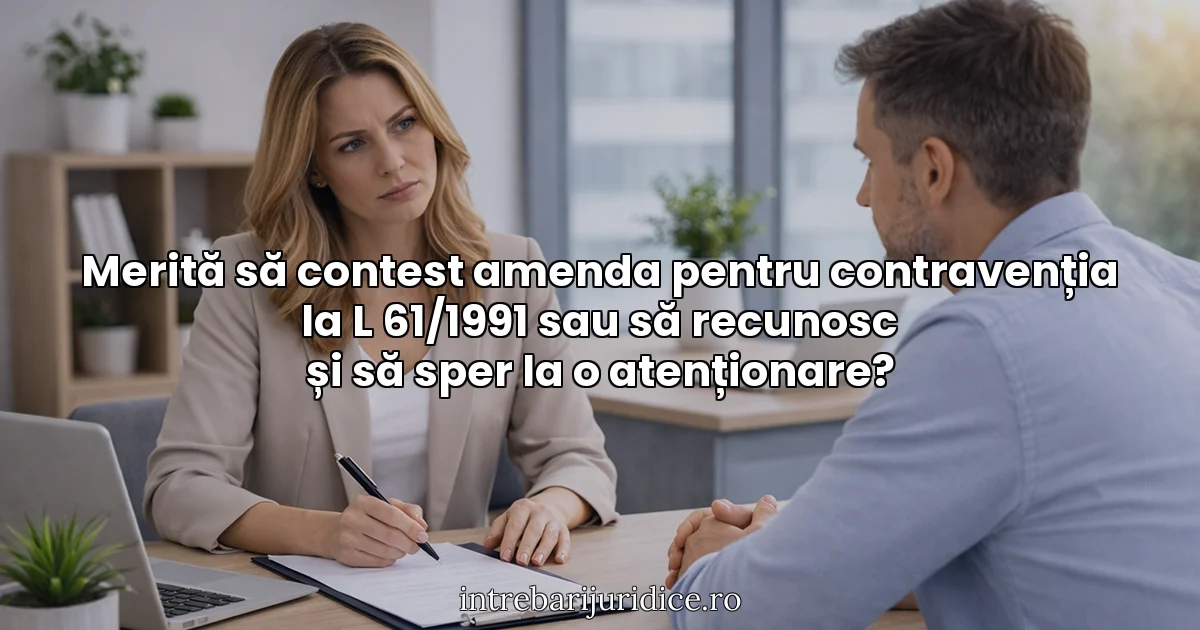 Merită să contest amenda pentru contravenția la L 61/1991 sau să recunosc și să sper la o atenționare?