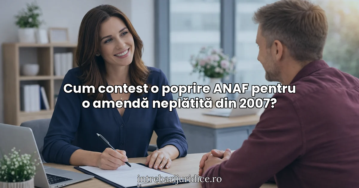 Cum contest o poprire ANAF pentru o amendă neplătită din 2007?