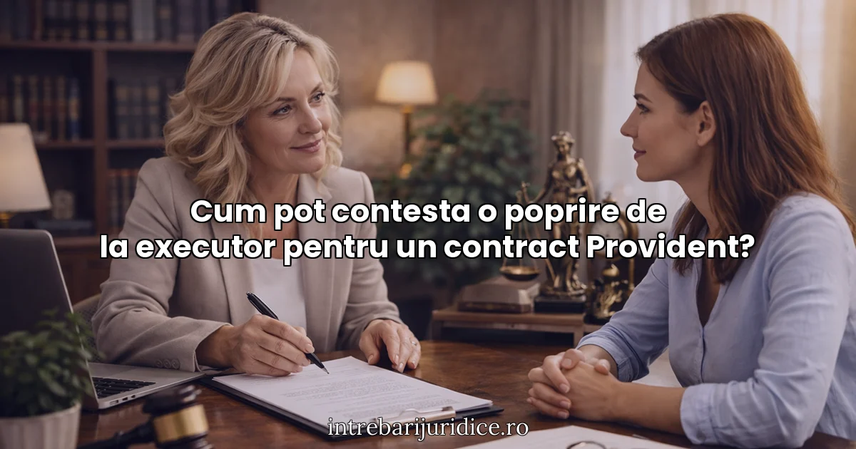 Cum pot contesta o poprire de la executor pentru un contract Provident?