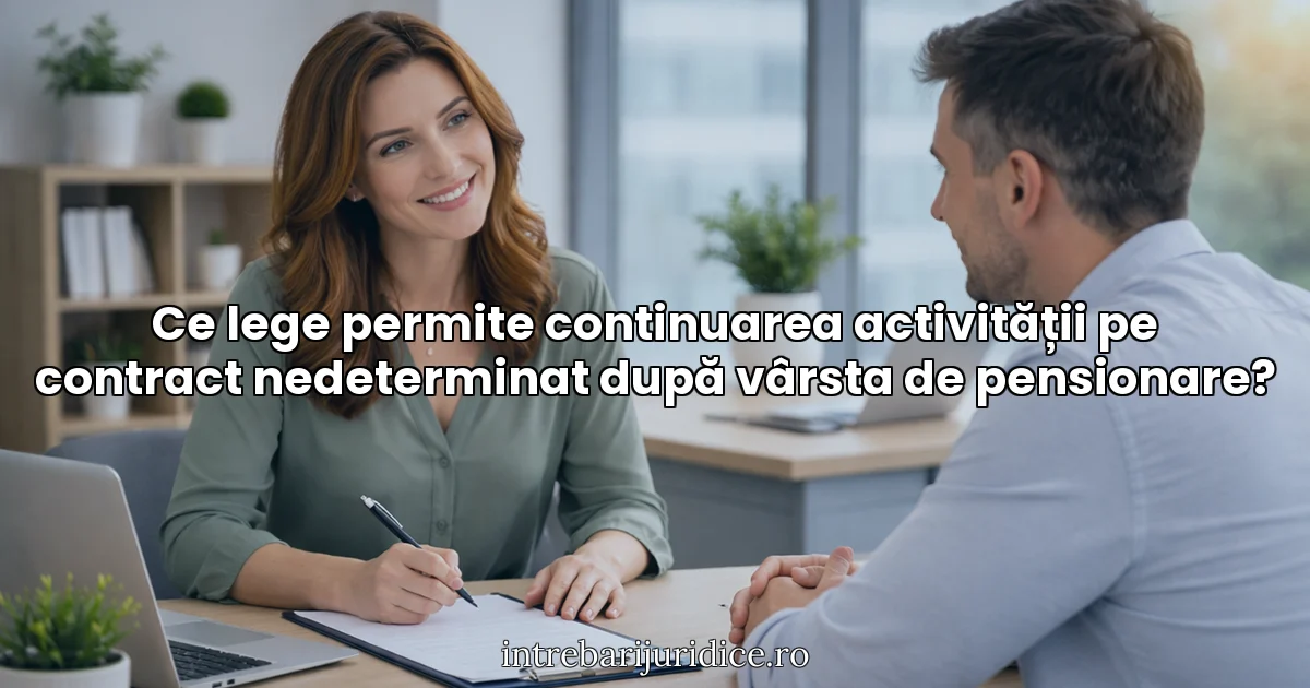Ce lege permite continuarea activității pe contract nedeterminat după vârsta de pensionare?