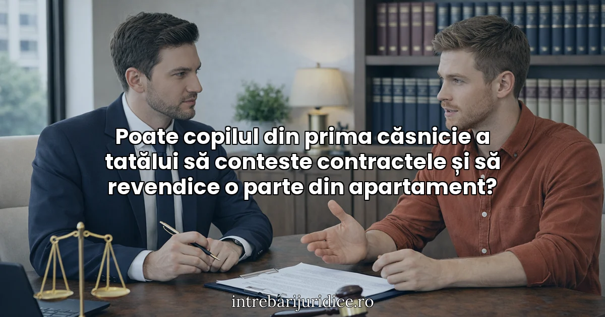 Poate copilul din prima căsnicie a tatălui să conteste contractele și să revendice o parte din apartament?