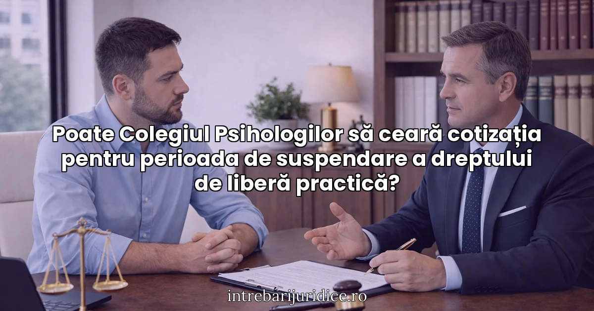 Poate Colegiul Psihologilor să ceară cotizația pentru perioada de suspendare a dreptului de liberă practică?