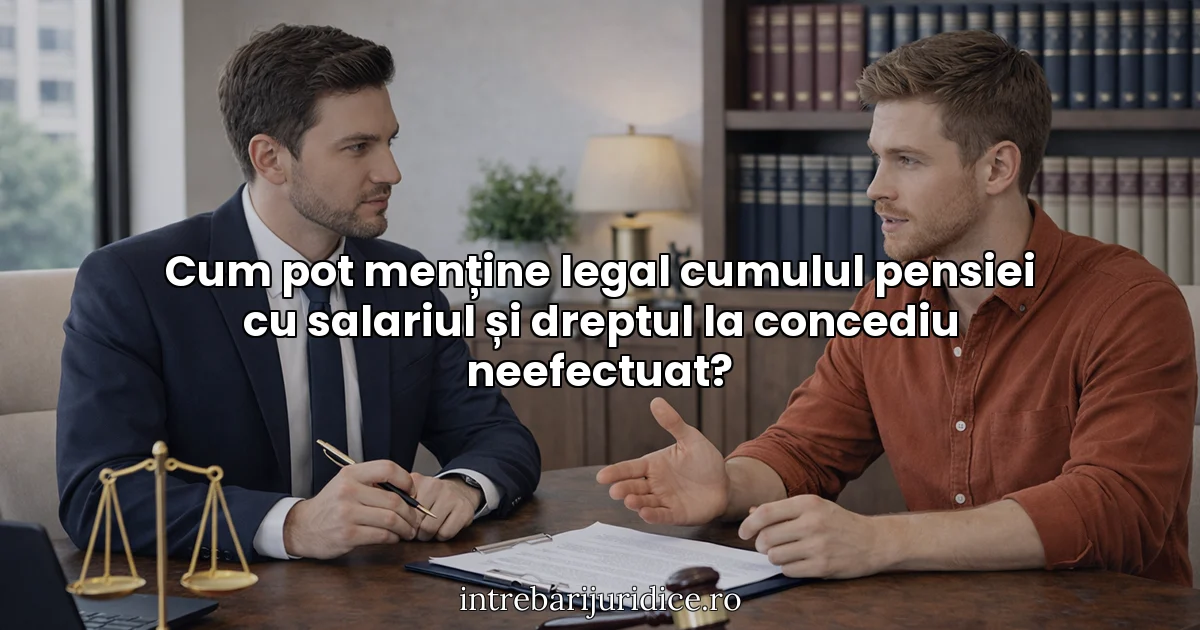 Cum pot menține legal cumulul pensiei cu salariul și dreptul la concediu neefectuat?