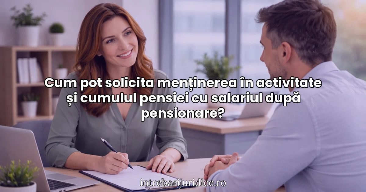 Cum pot solicita menținerea în activitate și cumulul pensiei cu salariul după pensionare?