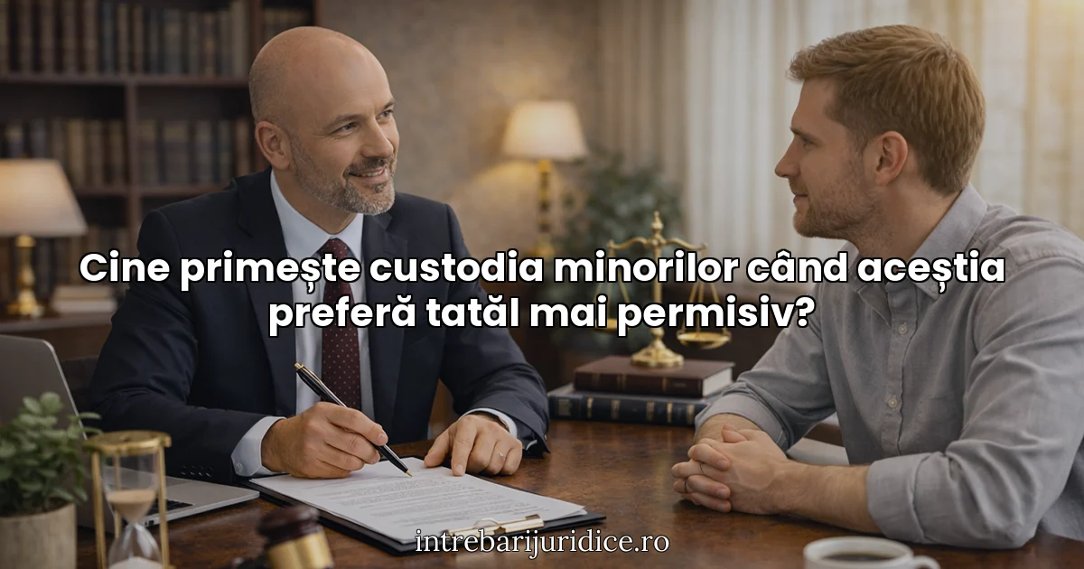 Cine primește custodia minorilor când aceștia preferă tatăl mai permisiv?