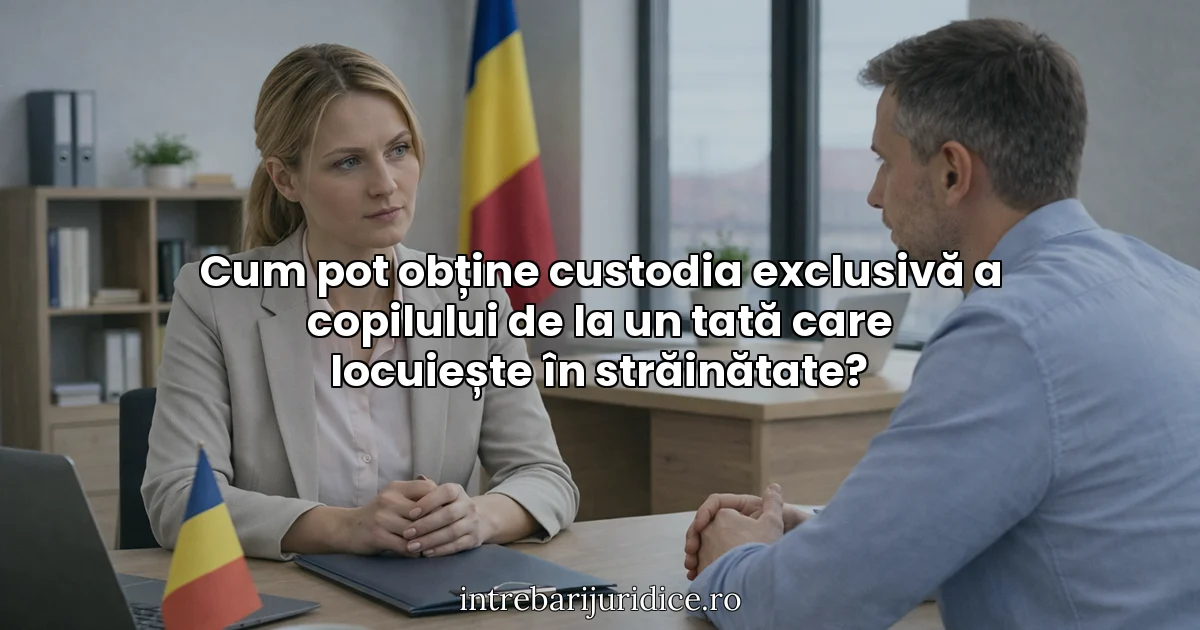 Cum pot obține custodia exclusivă a copilului de la un tată care locuiește în străinătate?